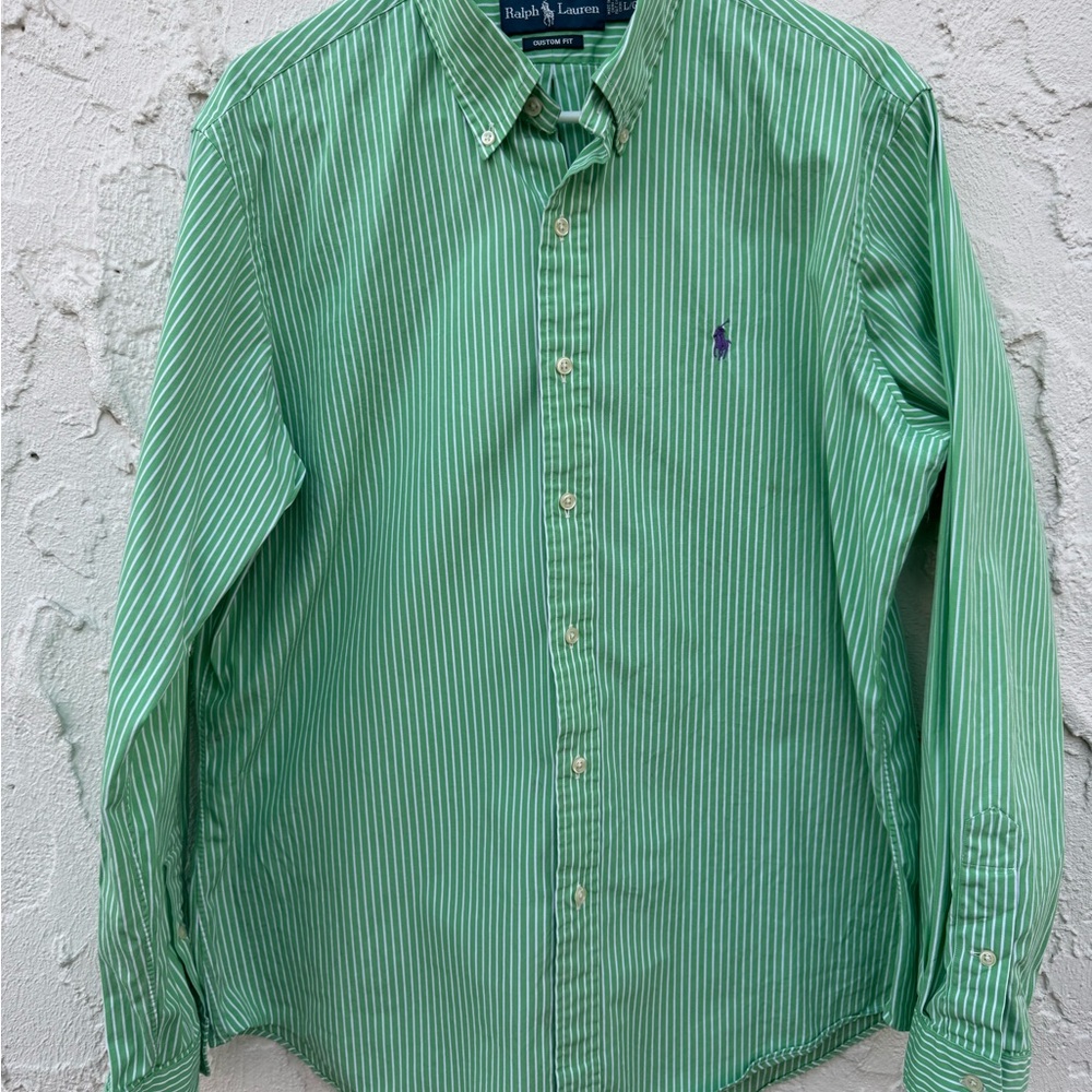 Ralph Lauren Men's Shirt in Green Stripes